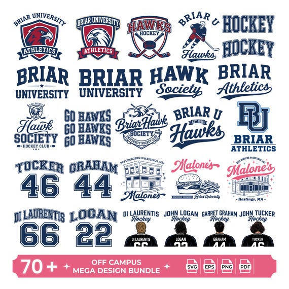 Off Campus Inspired Hockey Romance PNG SVG Bundle | Perfect For College Sports Sublimation Clipart | Instant Download