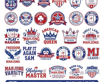 Patriotic Mahjong SVG Bundle | 4th of July Mahjong Tiles | American Mahjong PNG for Cricut Crafts | USA Mahjong Clipart | Laser Cut Design