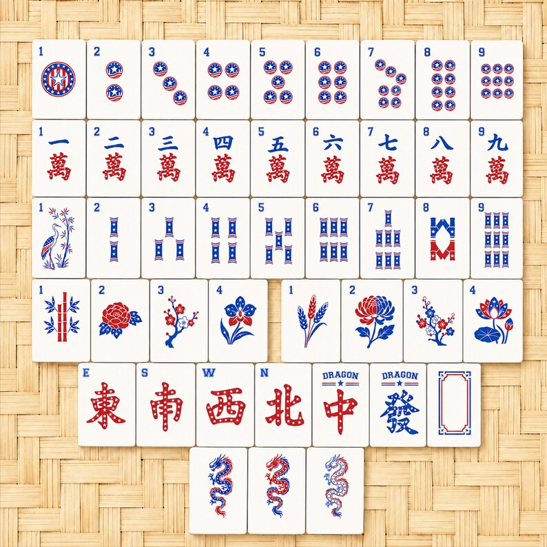Patriotic Mahjong Tiles SVG Bundle | American Mahjong Tiles PNG | Fourth of July Cricut Design | USA Mahjong Clipart | Laser Cut Files image 6