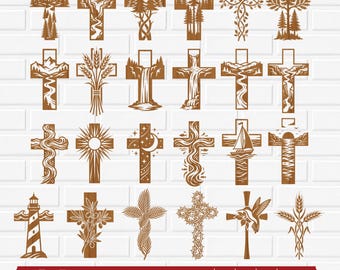 Cross SVG Bundle | Christian Laser Cut Files | Faith Based Wall Decor | Religious Wood Sign Designs | (Instant Download)