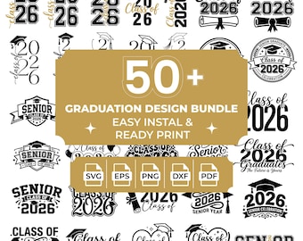 Graduation 2026 SVG Bundle | Senior Class Shirt Design (SVG, PNG Download)