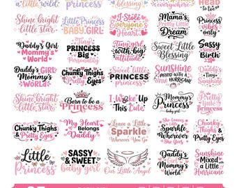 Pakiet SVG dla dziewczynki | Zabawne cytaty dla noworodków, pliki do wycinania na baby shower (pobieranie cyfrowe)