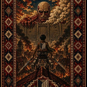 Attack On Titan Anime Rug, Manga Battle Carpet, Otaku Bedroom Decor image 6