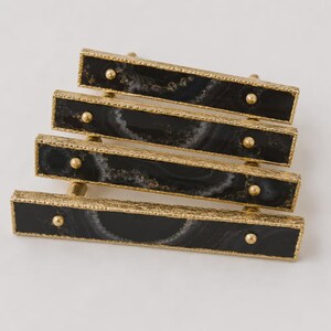 Set of 4 Black Agate Cabinet Handles – Luxury Brass Drawer Pulls for Modern Furniture