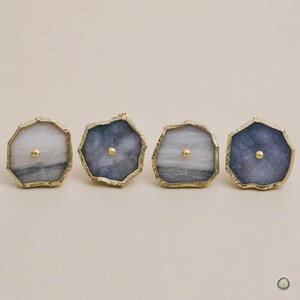 Gray Agate Drawer Pulls, Stone Cabinet Knobs, Gemstone Drawer Handle, Set of 6