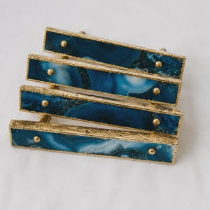 Set of 4 Blue Agate Cabinet Pulls, Barbarella Furniture Handles
