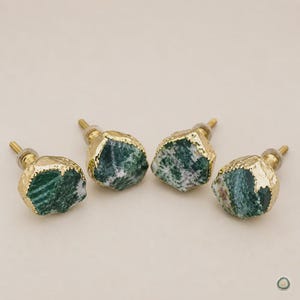 Set of 6 Moss Green Agate Cabinet Drawer Pulls – Classic Vintage Finish – Decorative Handles