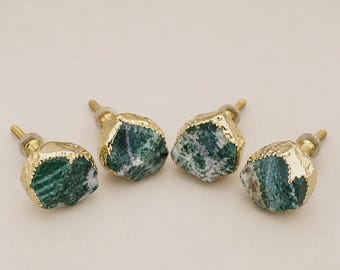 Set of 6 Moss Green Agate Cabinet Drawer Pulls – Classic Vintage Finish – Decorative Handles