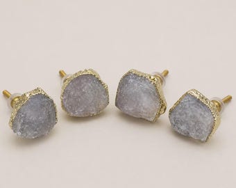 Clear Quartz Crystal Knobs,  Stone Cabinet Drawer Pulls, Decorative Handles for Wardrobe & Dresser