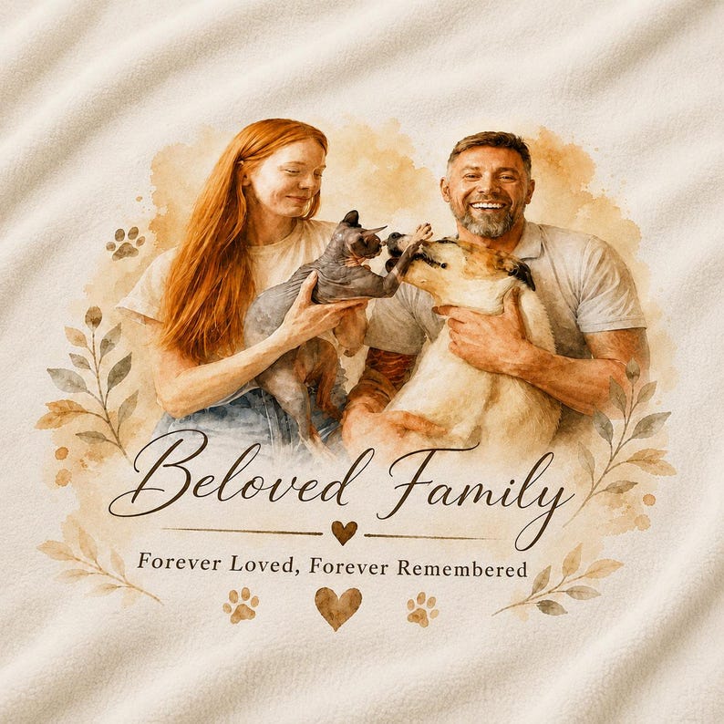Personalisierte Haustier-Gedenkdecke mit Foto, individuelle Hundedecke mit Namen, Katzenfotodecke, liebevolles Erinnerungsgeschenk zum Gedenken an ein verstorbenes Haustier Bild 4