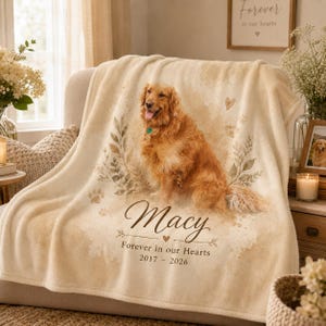 Personalisierte Haustier-Gedenkdecke mit Foto, individuelle Hundedecke mit Namen, Katzenfotodecke, liebevolles Erinnerungsgeschenk zum Gedenken an ein verstorbenes Haustier Bild 9