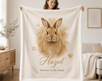 Benutzerdefinierte Haustier Gedenkdecke, personalisierte Haustier Fotodecke, Hund Katze Kaninchen Verlust Geschenk, Sherpa Fleece Überwurf