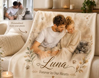 Individuell gestaltete Fotodecke für Familie und Haustiere, personalisierte Hunde- und Katzendecke, Familienporträt-Decke mit Haustieren, Erinnerungsgeschenk für Tierliebhaber