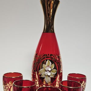 Red Murano Glass Decanter Set - Etsy