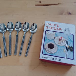 Vintage Kaffeelöffel aus den 1960er Jahren mit kariertem Griff, 6er-Set