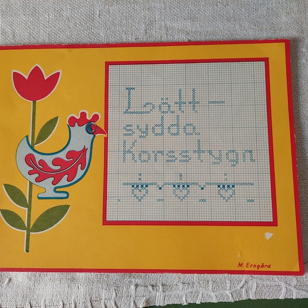 Vintage cross stitch pattern - Lättsydda korsstygn - Maja Ersgård - 1954