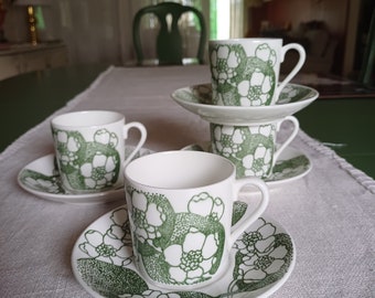 Gustavsberg Sweden - Emma Grön - Tazza da caffè con piattino - Design Paul Hoff - Una tazza da caffè con piattino