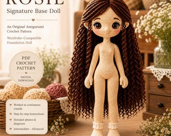 Amigurumi Crochet Doll Pattern PDF, Curly Hair Girl, Handmade Doll (Digital Download)