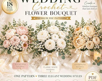 Crochet Flower Bouquet Pattern PDF | Wedding Bouquet Crochet Pattern | Bridal Flower Bouquet | Instant Download | Crochet Pattern Bridal