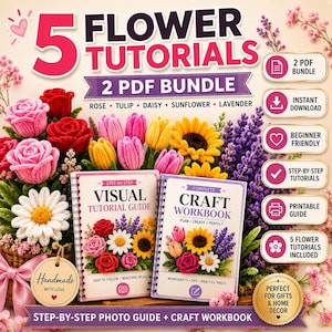 Può includere: Un pacchetto di 2 PDF con 5 tutorial floreali per rosa, tulipano, margherita, girasole e lavanda. Include una guida visiva e un quaderno di esercizi completo con istruzioni passo dopo passo, pagine stampabili e contenuti per principianti.