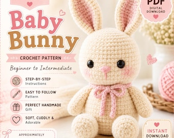 Baby Häschen Häkelanleitung PDF | Anfänger Kaninchen Amigurumi | Plüsch Hase Spielzeug | Einfache Häkelanleitung | Sofortdownload | Kuscheltier DIY