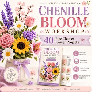 40 Pfeifenputzer Blumen Anleitungen PDF, Chenille Stengel Blumen Bastelanleitung, DIY Bouquet Patterns, Printable Craft Book, Instant Download