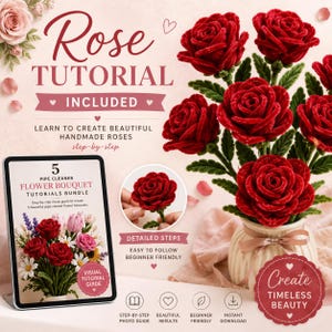Pipe Cleaner Flower Bouquet Tutorials Bundle | 5 DIY Rose, Tulip, Daisy, Sunflower & Lavender Flowers | Visual Guide + Craft Workbook PDF image 6