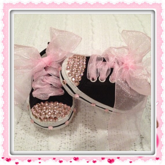 Items similar to NeW BLiNG BLiNG BLaCk Baby Shoes So Cute Newborn ...