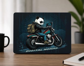 Panda Biker Matte MacBook Case – “Digital Nomad” Laptop Skin