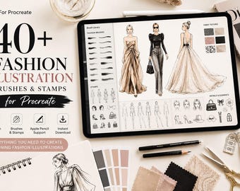 Modeillustrationspinsel und -stempel für Procreate | Bekleidungsdesign-Set (Digitaler Download)