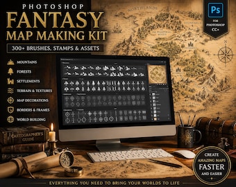 Fantasy Kartenbau Kit | Photoshop Pinsel, Stempel, Elemente (Digitales Produkt)