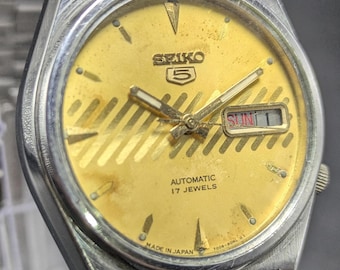 Rzadki zabytkowy mechanizm Seiko 5 Automatic Day Date nr 7009A, męski zegarek wyprodukowany w Japonii, darmowa wysyłka
