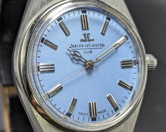 Rzadki, zabytkowy zegarek męski Jaeger-LeCoultre Club z 17 kamieniami, wyprodukowany w Szwajcarii, z ręcznym naciągiem.