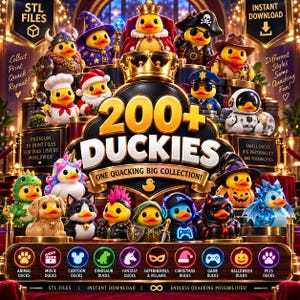 200+ Duckies STL Bundle, Cute Duck 3D Print Files, Animal Fantasy Halloween Christmas Game Ducks, Instant Digital Download