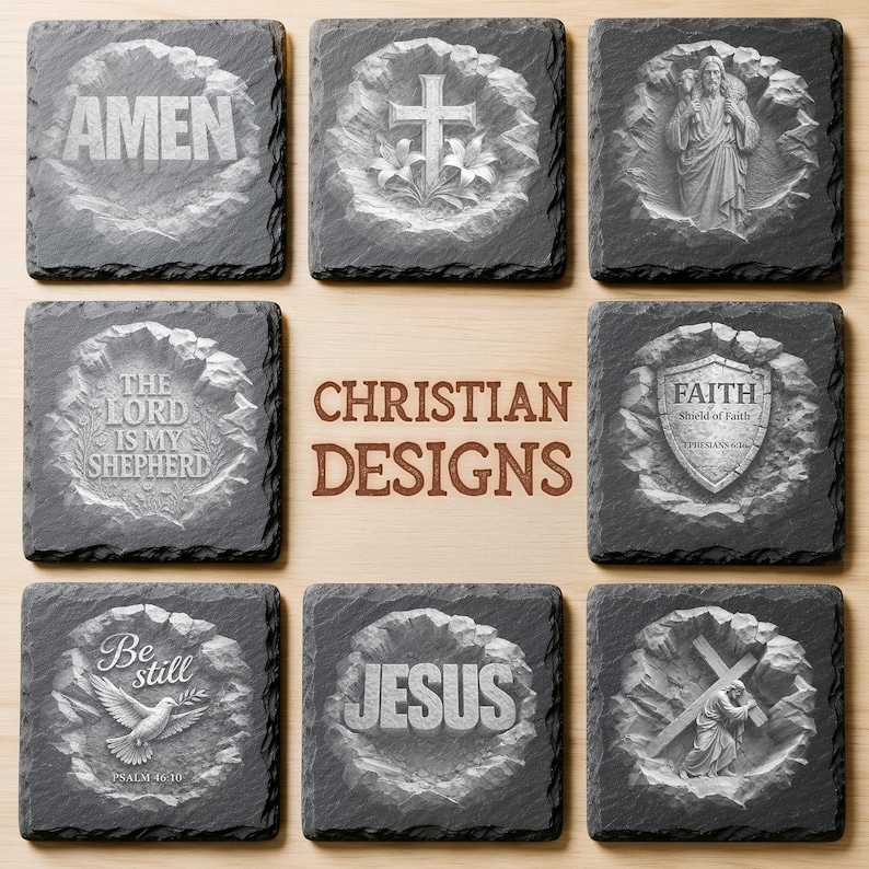3D Illusion Laser Engraving Files | 450+ Round Slate Coaster Designs | Commercial Use | Mega Pack Bundle image 10