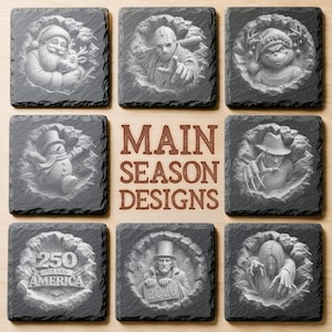 3D Illusion Laser Engraving Files | 450+ Round Slate Coaster Designs | Commercial Use | Mega Pack Bundle image 4