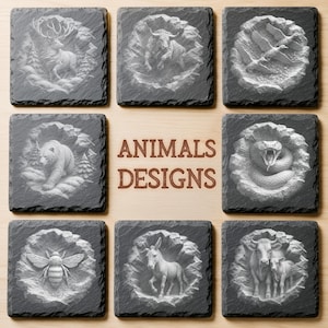 3D Illusion Laser Engraving Files | 450+ Round Slate Coaster Designs | Commercial Use | Mega Pack Bundle image 7