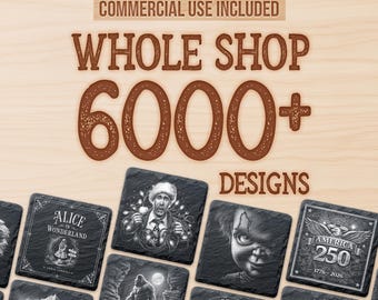 Más de 6000 diseños de posavasos de pizarra / Archivos para grabado láser / Uso comercial / Paquete completo para tiendas