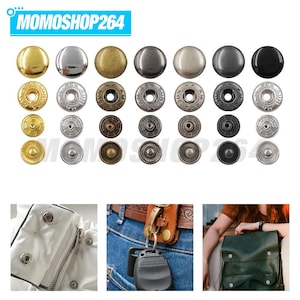 May include: A collection of metal snap buttons in seven finishes including gold, silver, bronze, gunmetal, and black. Each set consists of four distinct components with circular designs. The text MOMOSHOP264 is visible at the top of the image.
