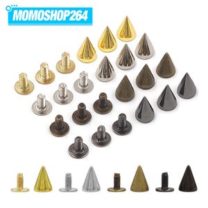 May include: A collection of metal cone-shaped studs with threaded screw backs in various metallic finishes including gold, silver, bronze, and gunmetal. The text MOMOSHOP264 is visible in the upper left corner of the image.