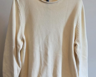 Vintage Sonoma Life + Style Sweater Women's 2XL Pastel Yellow Rolled Hem Cotton Knit