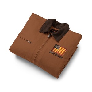 American Flag Duck Patch Work Jacket | Brown Canvas Jacket