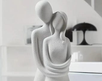 Scultura "Abbraccio", statua minimalista di coppia, decorazione moderna per la casa, regalo di anniversario