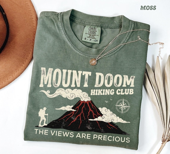 Comfort Colors® Funny Hiking Club Tee, Mount Doom Adventure Apparel, Nerdy Geeky Humor Shirt, Fantasy Fan Gift for Men and Women