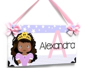 Personalized sweet princess nursery name door plaque - purple with stars - PK20 Kids Room Gift