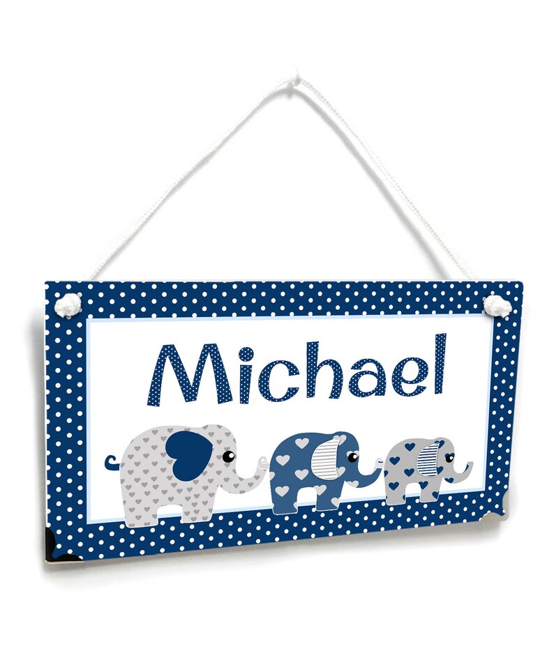 Personalized baby boy nursery door sign navy blue and gray Etsy