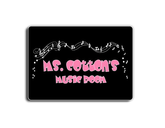 Personalized Music Room Teacher Classroom Door Sign Black Etsy