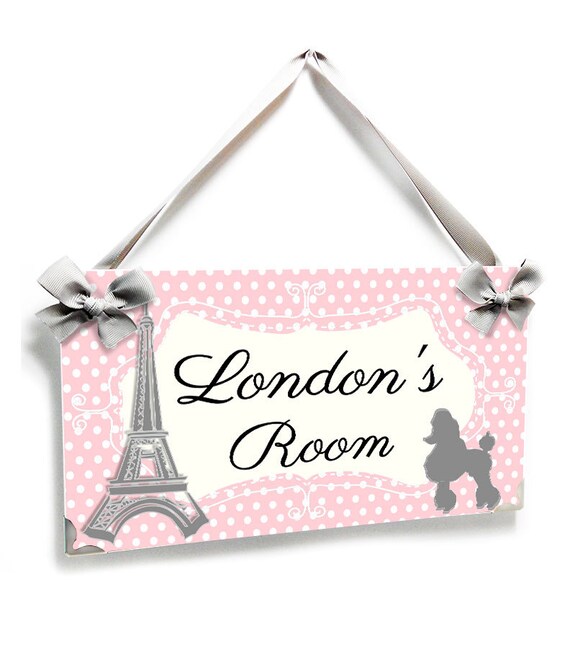 Personalized Paris Themed Teens Girls Door Sign Eiffel Tower And Poodle Girls Bedroom Decor P632 New Year Gift