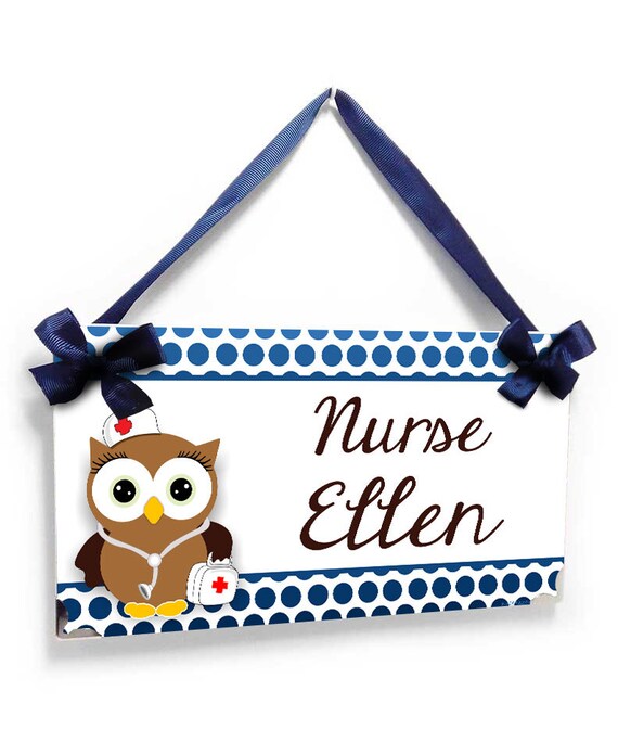 Personalized Brown Owl School Nurse Office Hanging Door Sign Etsy