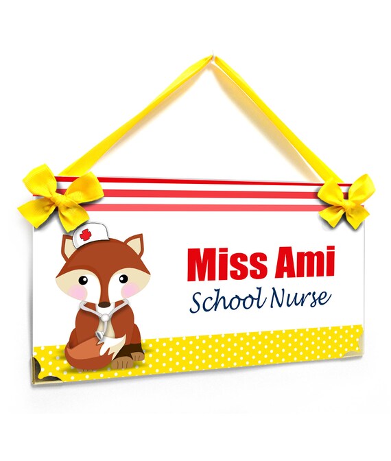 Personalized Fox Theme School Nurse Office Hanging Door Sign Health Medical Plaque Pp75 Christmas Gift